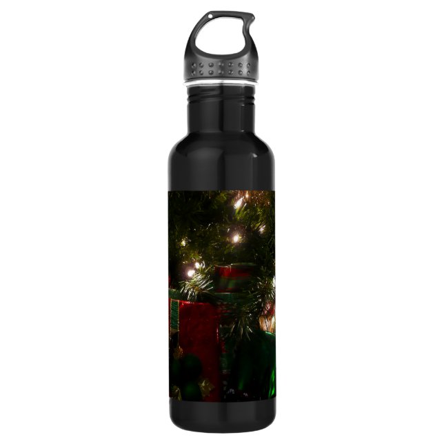 Gifts Under the Tree Christmas Holiday Stainless Steel Water Bottle (Front)