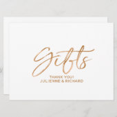 "Gifts" Wedding Sign | Stylish Copper Lettered (Front/Back)