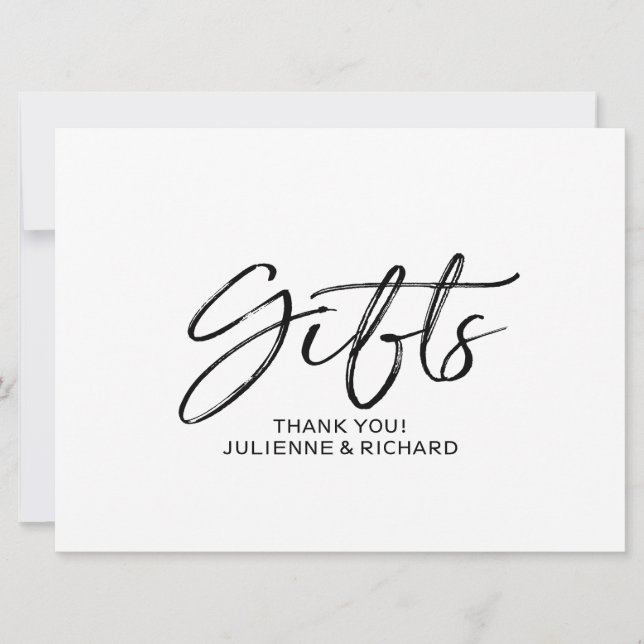 "Gifts" Wedding Sign | Stylish Hand Lettered (Front)