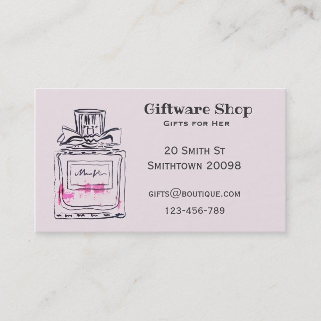 Giftware or online gift shop perfume bottle business card (Front)