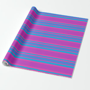 Giftwrap Magenta, Blue, Purple Stripes Pattern Wrapping Paper