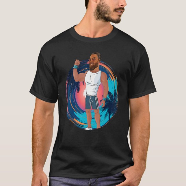Gigachad Gym Meme Giga Chad Fitness Alpha Male Bod T-Shirt (Front)