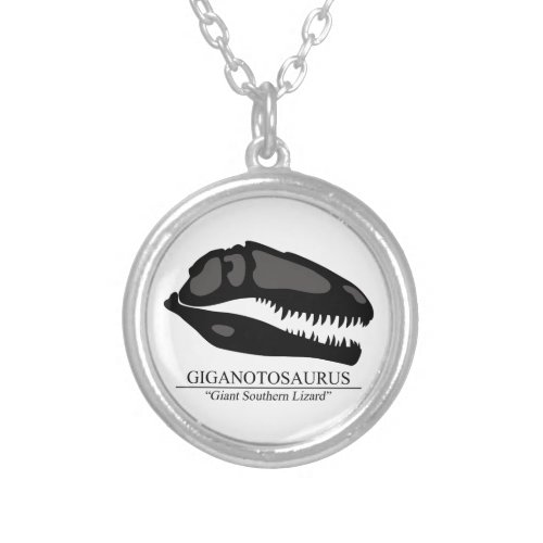 Giganotosaurus Skull Silver Plated Necklace