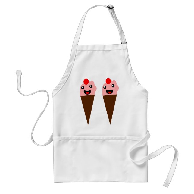 Gigging Strawberry Ice cream cones Adult Apron (Front)