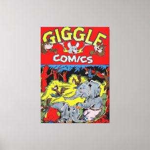 Giggle Elephant Animal Vintage Comics Canvas Print