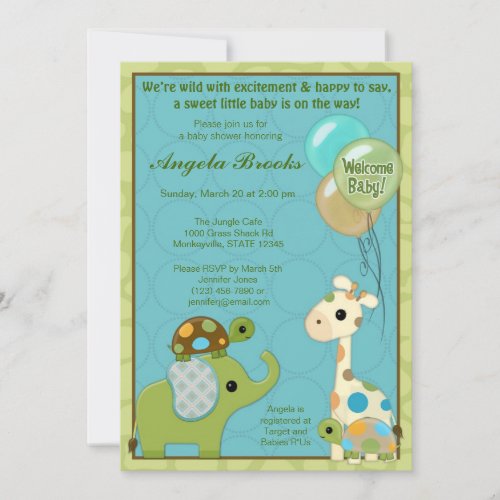 Giggle Gang Baby Shower Invitations Animals