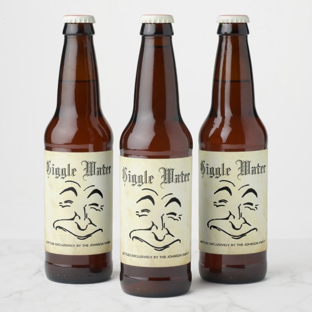 Giggle Water and Your Text Beer Bottle Label (Bottles)