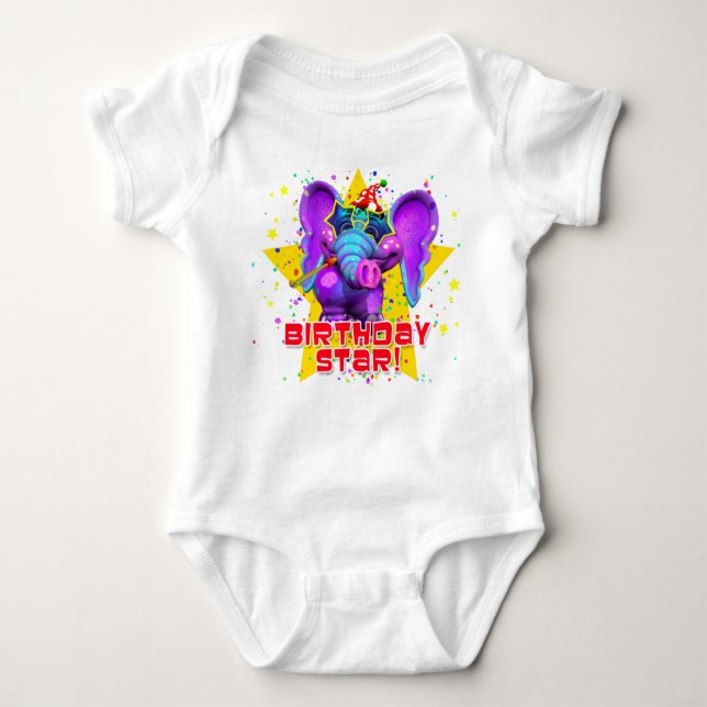 "GiggleBellies"  Birthday Star! Baby Bodysuit (Front)