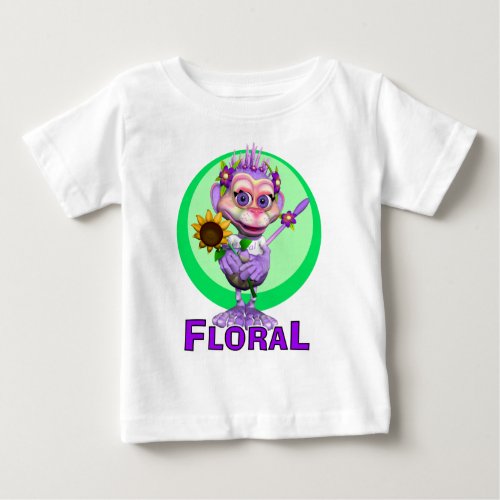 GiggleBellies Floral the Monkey Baby T_Shirt