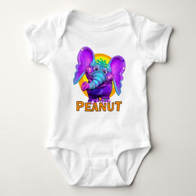 GiggleBellies Peanut The Elephant Baby Bodysuit (Front)