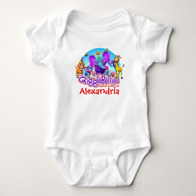 "GiggleBellies" + Your Child's Name Baby Bodysuit (Front)