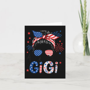 Gigi 4th Of July American Flag Patriotic Messy Bun Card
