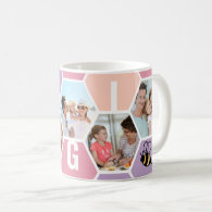 Gigi 5 Photo Editable 4 Letter Bee and Honeycomb Coffee Mug