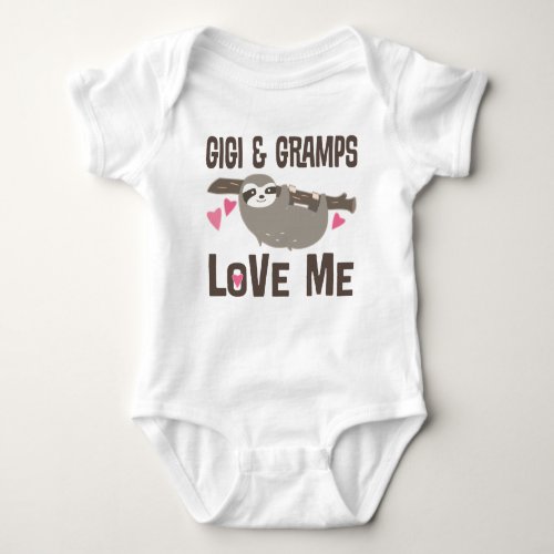 Gigi and Gramps Love Me sloth Baby Bodysuit