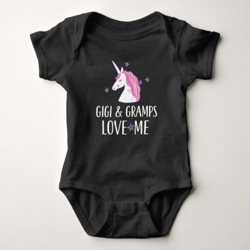 Gigi and Gramps Love Me unicorn Baby Bodysuit