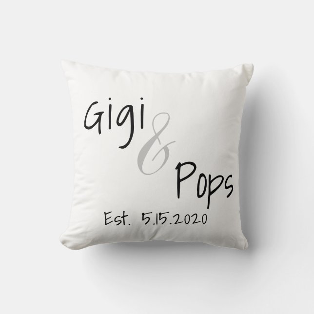 Gigi and Pops Established Date Throw Pillow (Front)