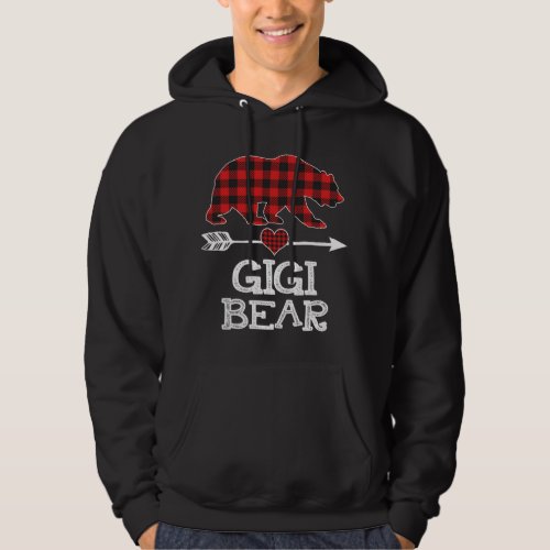 Gigi Bear Christmas Pajama Red Plaid Buffalo Famil Hoodie