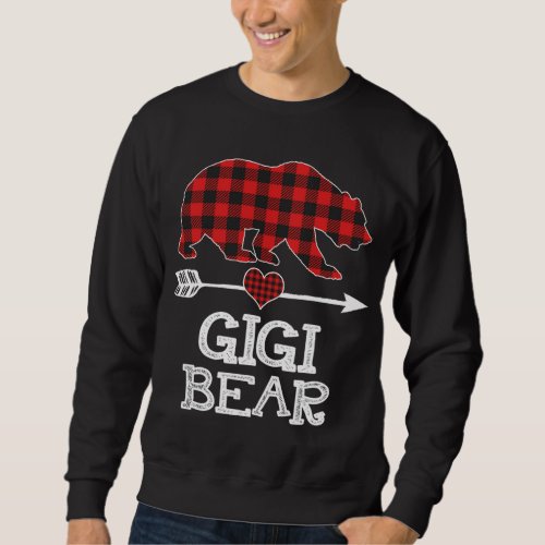 Gigi Bear Christmas Pajama Red Plaid Buffalo Famil Sweatshirt