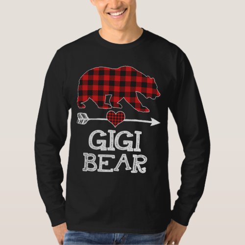 Gigi Bear Christmas Pajama Red Plaid Buffalo Famil T_Shirt