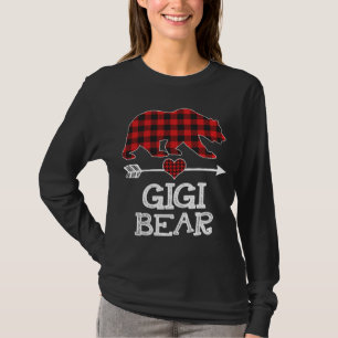 Gigi Bear Christmas Pajama Red Plaid Buffalo Famil T-Shirt
