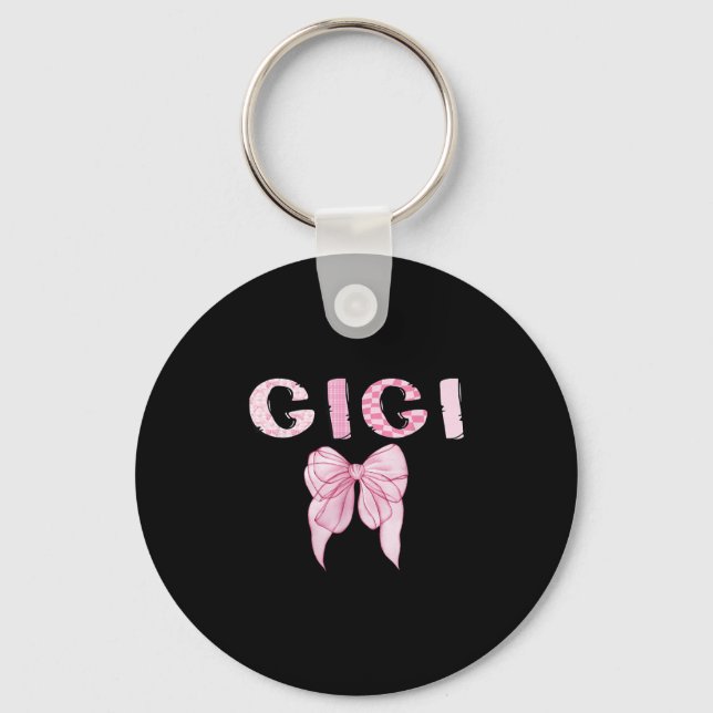 Gigi Birthday Girl Matching Coquette Nk Bow  Keychain (Front)
