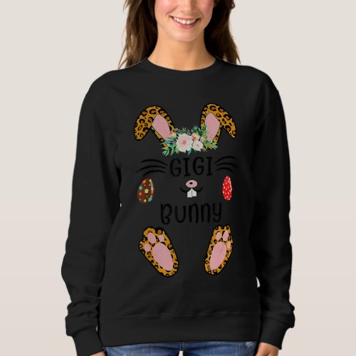 Gigi Bunny Leopard Easter For Woman Grandma Mother Sweatshirt