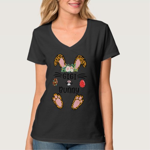 Gigi Bunny Leopard Easter For Woman Grandma Mother T_Shirt