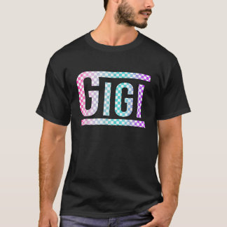 Gigi Checkered Tie Dye Family Mother s Day Pit Cre T-Shirt