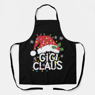 Gigi Claus Christmas Lights Pajama Family Matching Apron