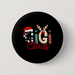 Gigi Claus Reindeer Christmas Button