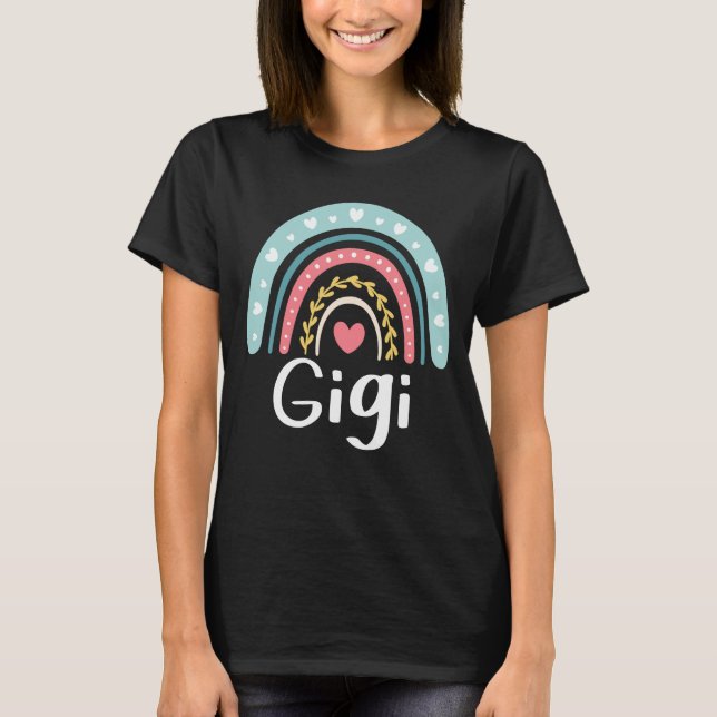 Gigi Cute Grandma Family Matching Rainbow T-Shirt (Front)