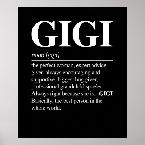 Gigi Definition Grandma Mother Day Gifts Women Poster