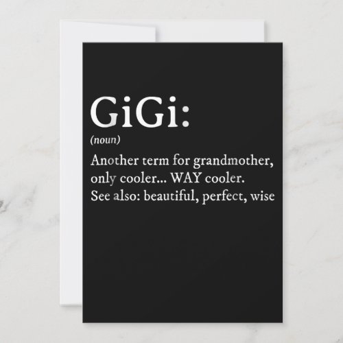 Gigi Definition T Women Gigi Gift Grandma Birthday Invitation