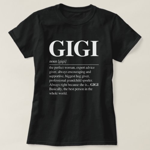 Gigi Definition TShirt Women Gigi Gift Grandma