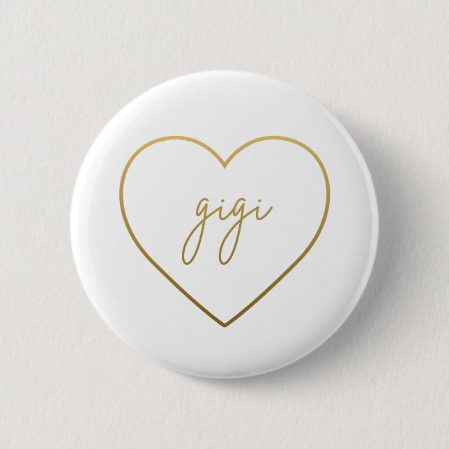 Gigi Elegant Golden Gradient Heart Grandma Gift Button (Front)