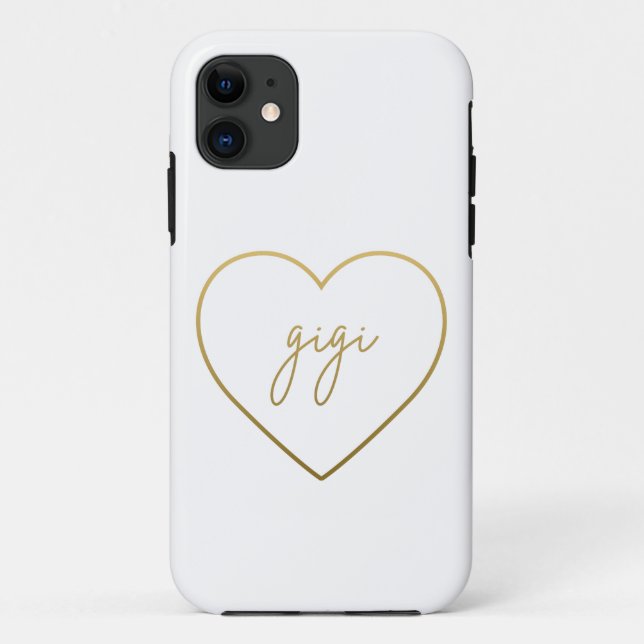 Gigi Elegant Golden Gradient Heart Grandma Gift Case-Mate iPhone Case (Back)