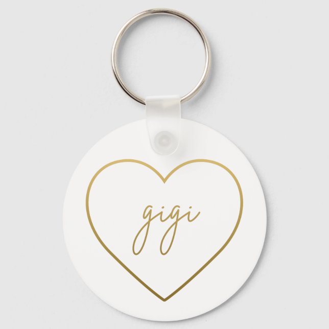 Gigi Elegant Golden Gradient Heart Grandma Gift Keychain (Front)