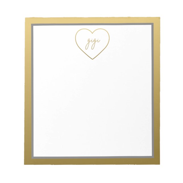 Gigi Elegant Golden Gradient Heart Grandma Gift  Notepad (Front)
