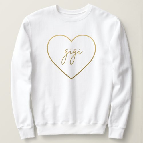 Gigi Elegant Golden Gradient Heart Grandma Gift  Sweatshirt