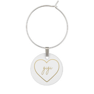 Gigi Elegant Golden Gradient Heart Grandma Wine Charm
