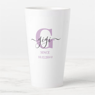 Gigi Elegant Script Monogram Lilac White Latte Mug
