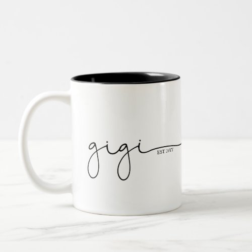 Gigi Established  Grandma Gift Two_Tone Coffee Mug