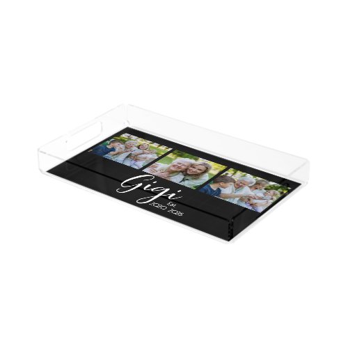 Gigi Established Script Black 3 Photo Acrylic Tray