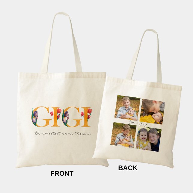 Gigi Floral Personalized Photos Shopping Tote Bag (Creator Uploaded)