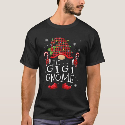 Gigi Gnome Buffalo Plaid Matching Family Christmas T_Shirt
