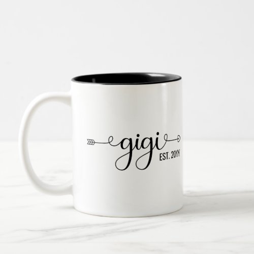 Gigi Grandma established Gifts  Grandma to be Two_Tone Coffee Mug