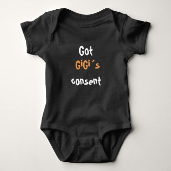 Gigi  Granny  Grandma Consent  Baby Infant Black Baby Bodysuit by myMegaStore at Zazzle