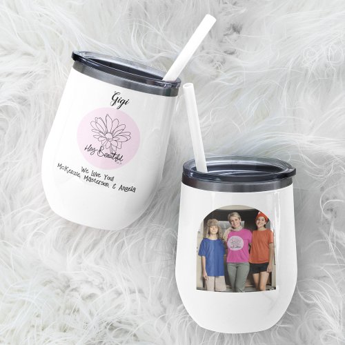 Gigi Hey Beautiful Pink Family Photo Water Bottle