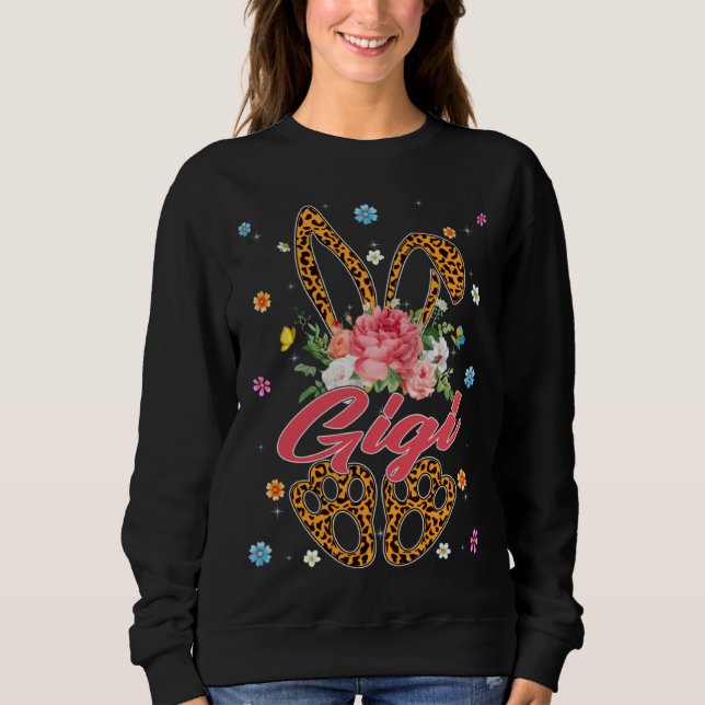 Gigi Leopard Bunny Matching Family Easter Day Part Sweatshirt (Front)