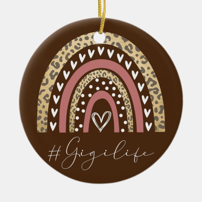 Gigi Life Grandma Cheetah Leopard Women Christmas Ceramic Ornament (Front)